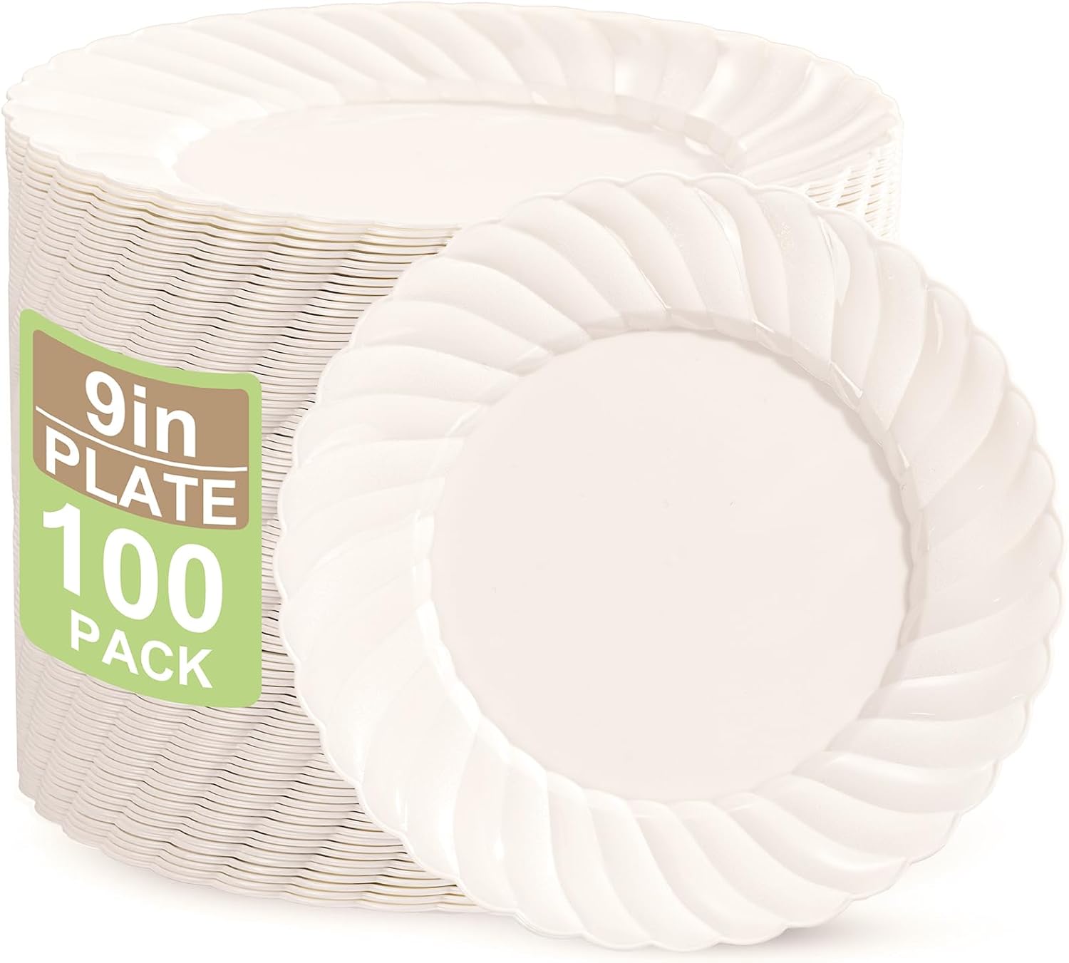 Elegant 9 Inch Ivory Plastic Plates for Parties and Events
