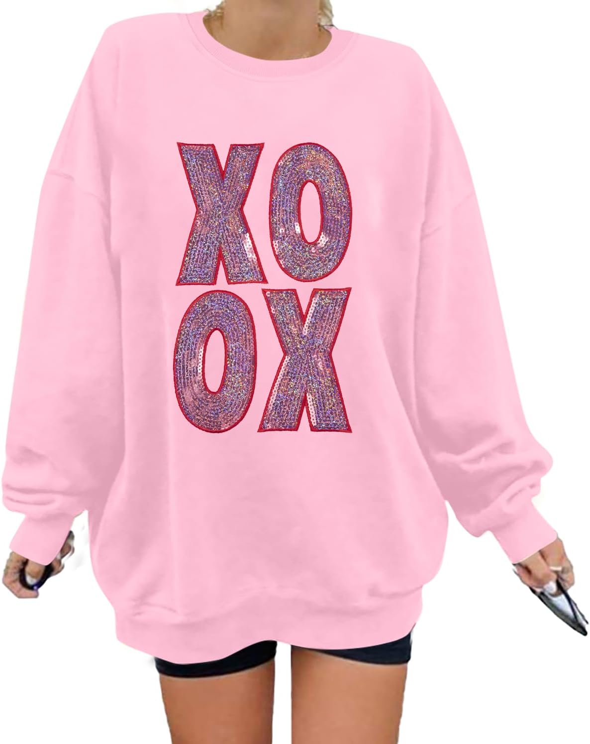 MAXIMGR Love Embroidered Sweatshirt - Gift-Worthy Oversized Style