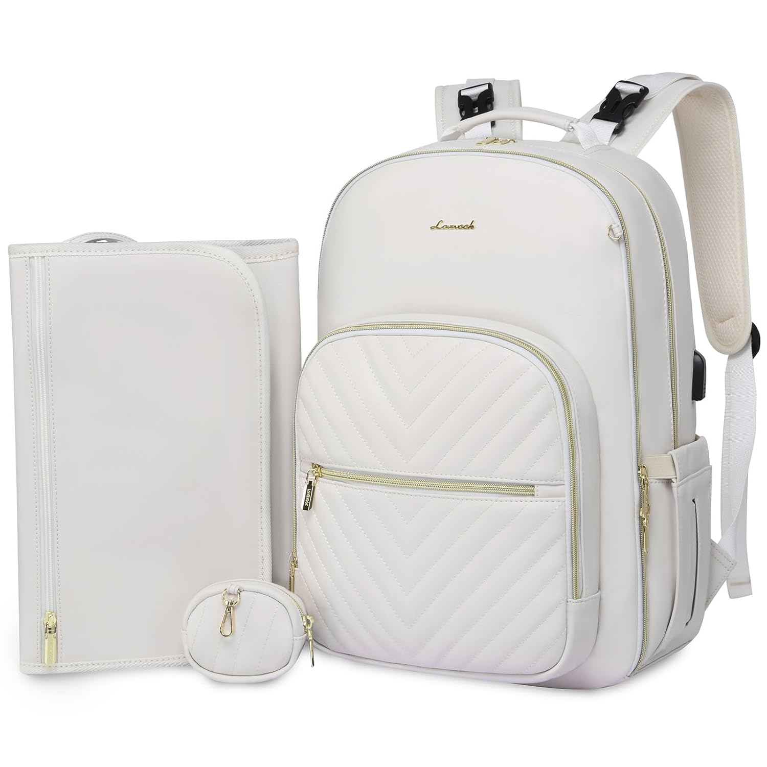 LOVEVOOK Leather Diaper Bag Backpack: Stylish & Large Capacity