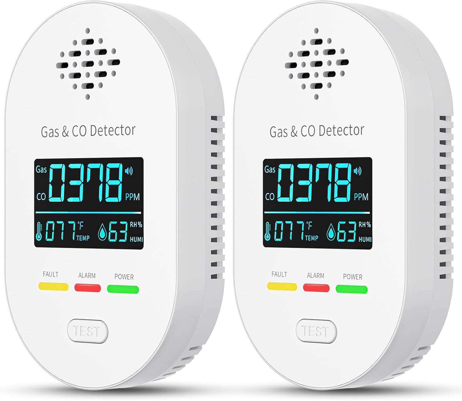 2-Pack Carbon Monoxide Detectors for Home and Travel Safety