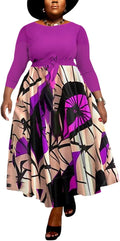 Plus Size Maxi Wrap V Neck Dress with Belt - Flattering Fall Fit