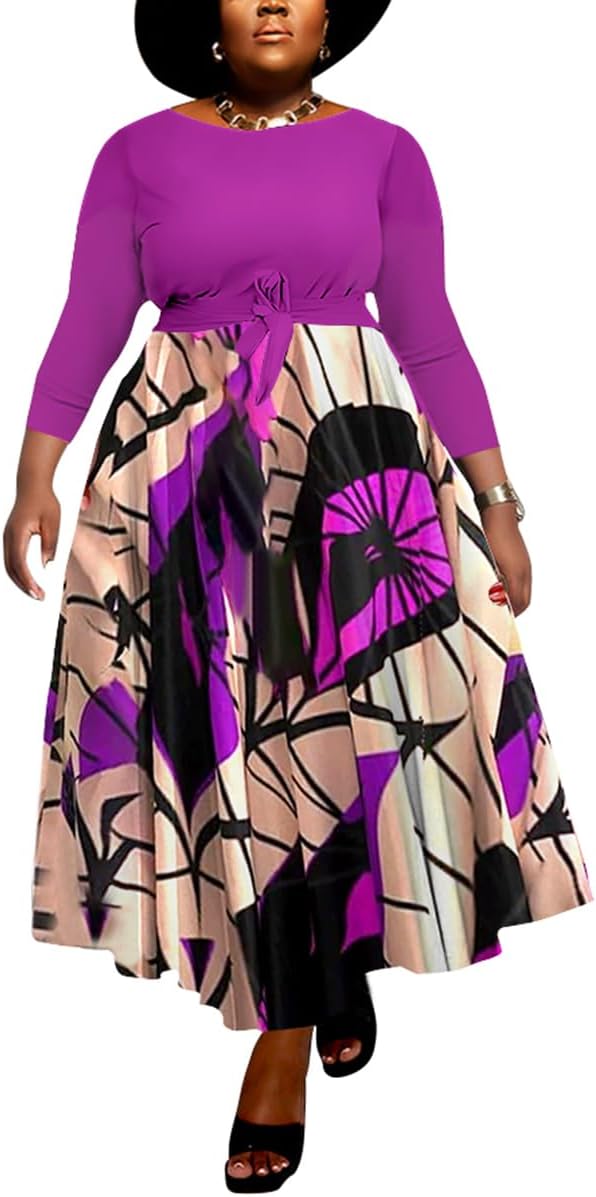 BFFBABY Women's Plus Size Maxi Dress with Elegant Floral Print