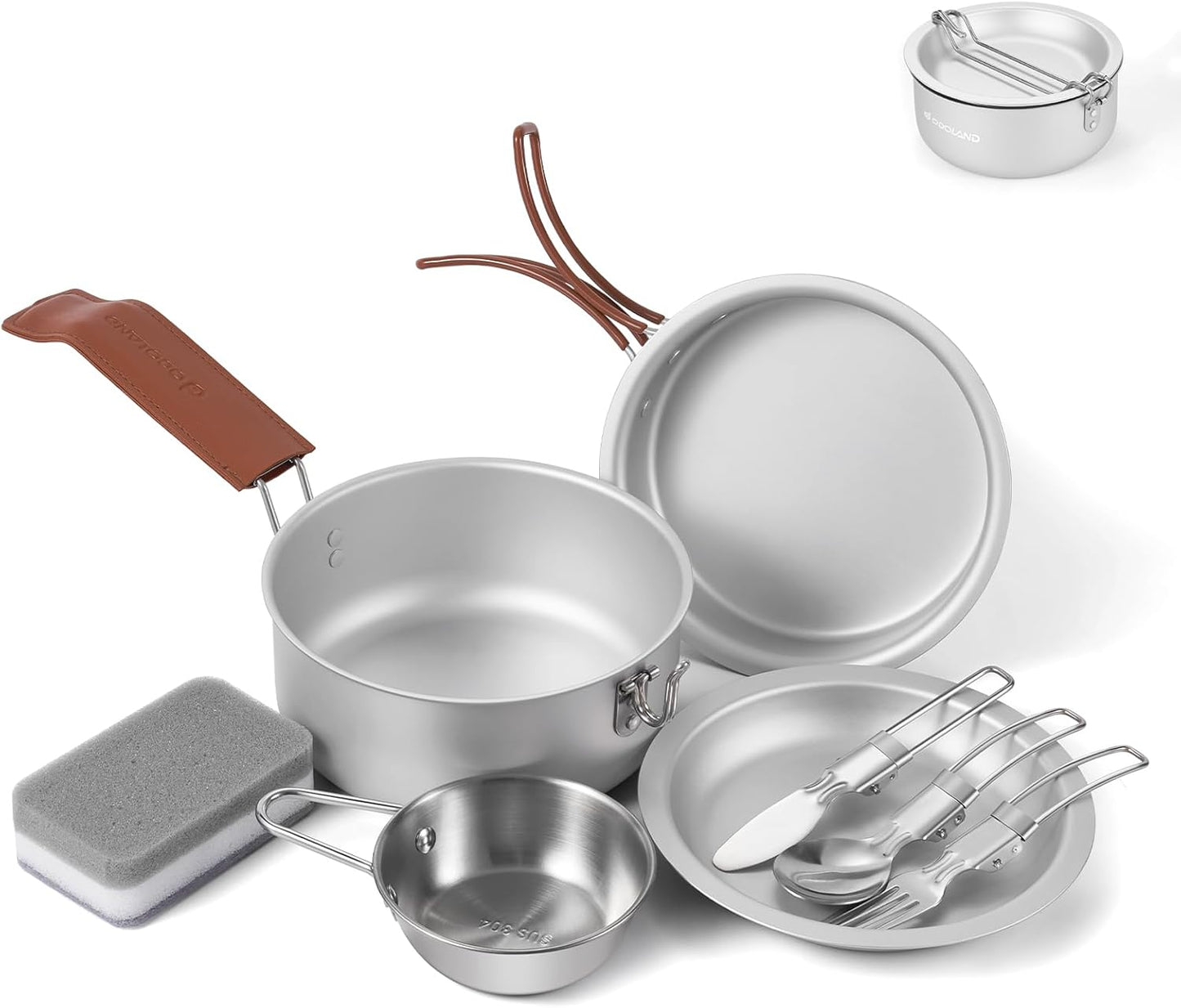 Odoland 10pcs Lightweight Camping Cookware Set: Ideal for Outdoor Cooking