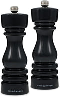 Salt & Pepper Grinder Set - Refillable 7ft Black Gloss Spice Mill