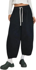 Barrel Jeans Women Cropped Cotton Wide Leg Pants - High Waisted