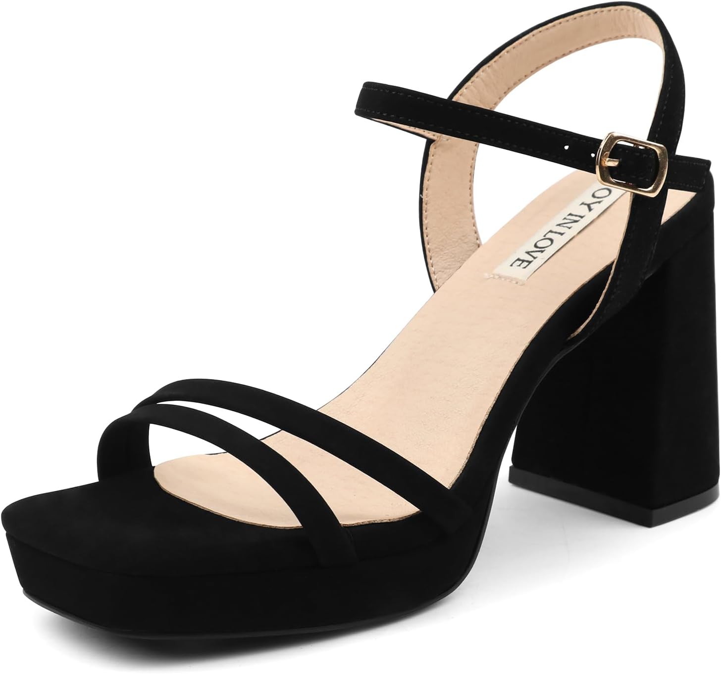 JOY IN LOVE Platform Heels for Women with Chunky Block Heel