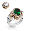 Reversible Drop Emerald Topaz 925 Sterling Silver Ring - Versatile
