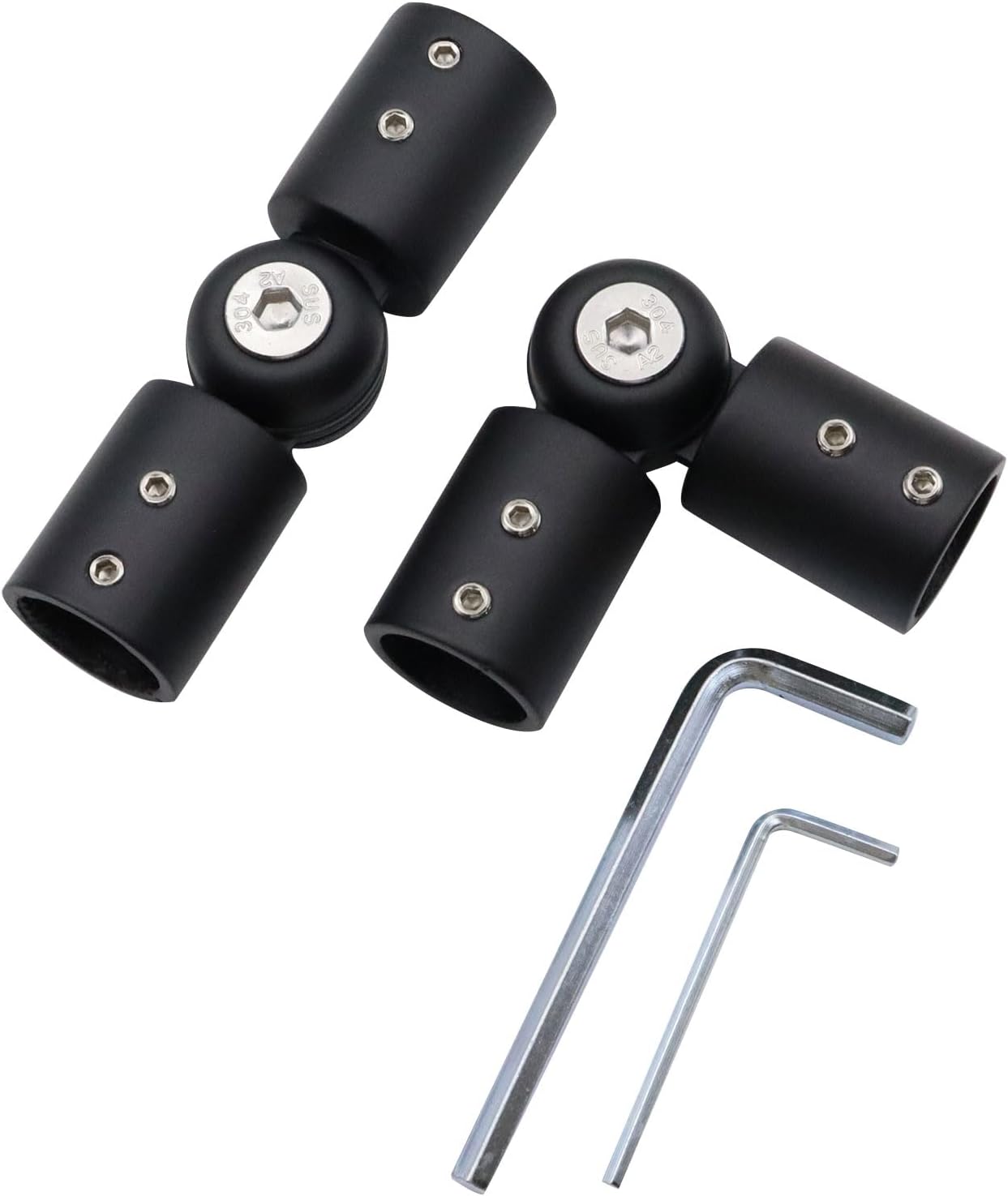 Adjustable Bay Window Curtain Rod Connectors - Set of 2, Black