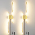 Modern Gold Plug in Wall Sconces Set of 2 - Smart Dimmable LED Lights
