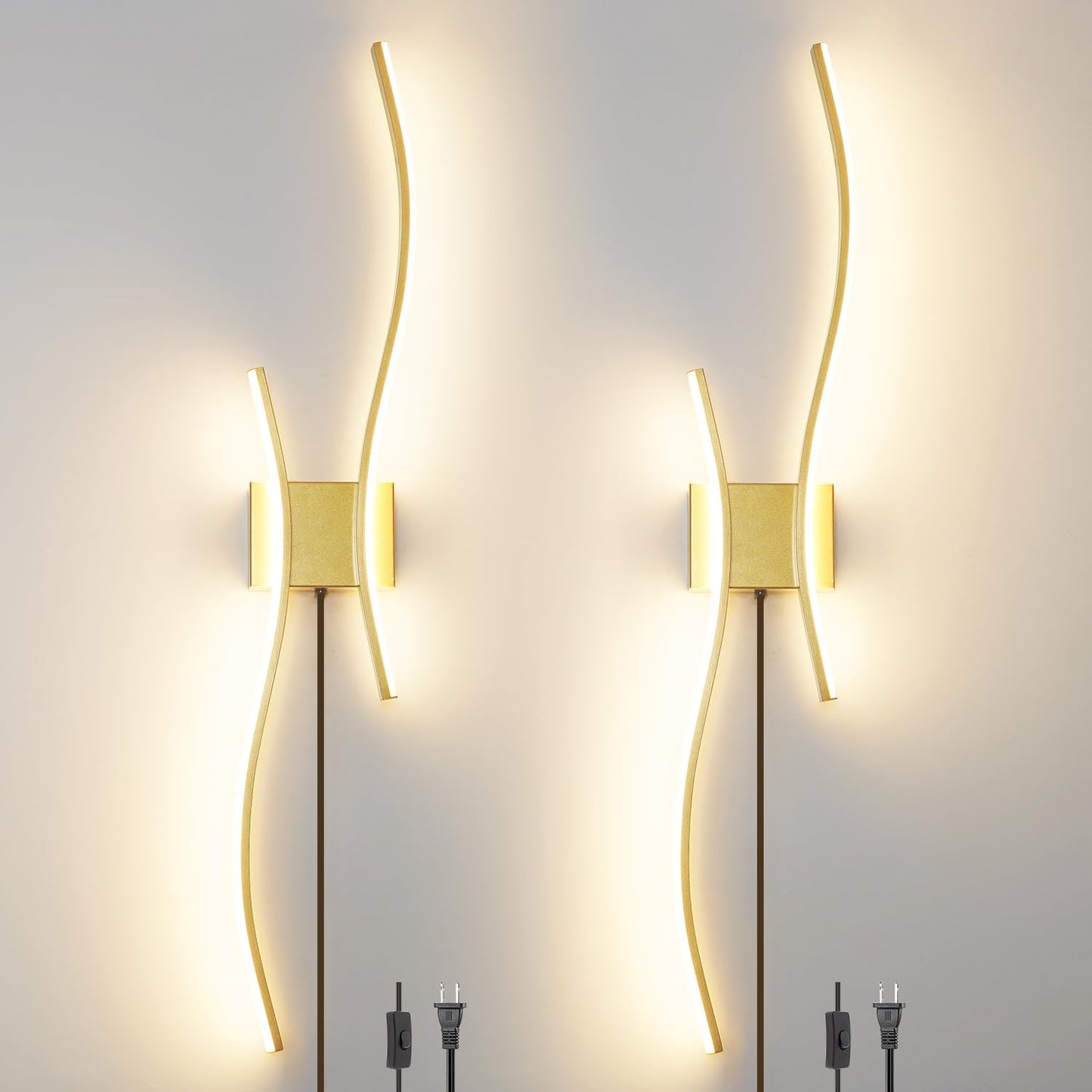Modern Gold Plug in Wall Sconces Set of 2 for Any Room