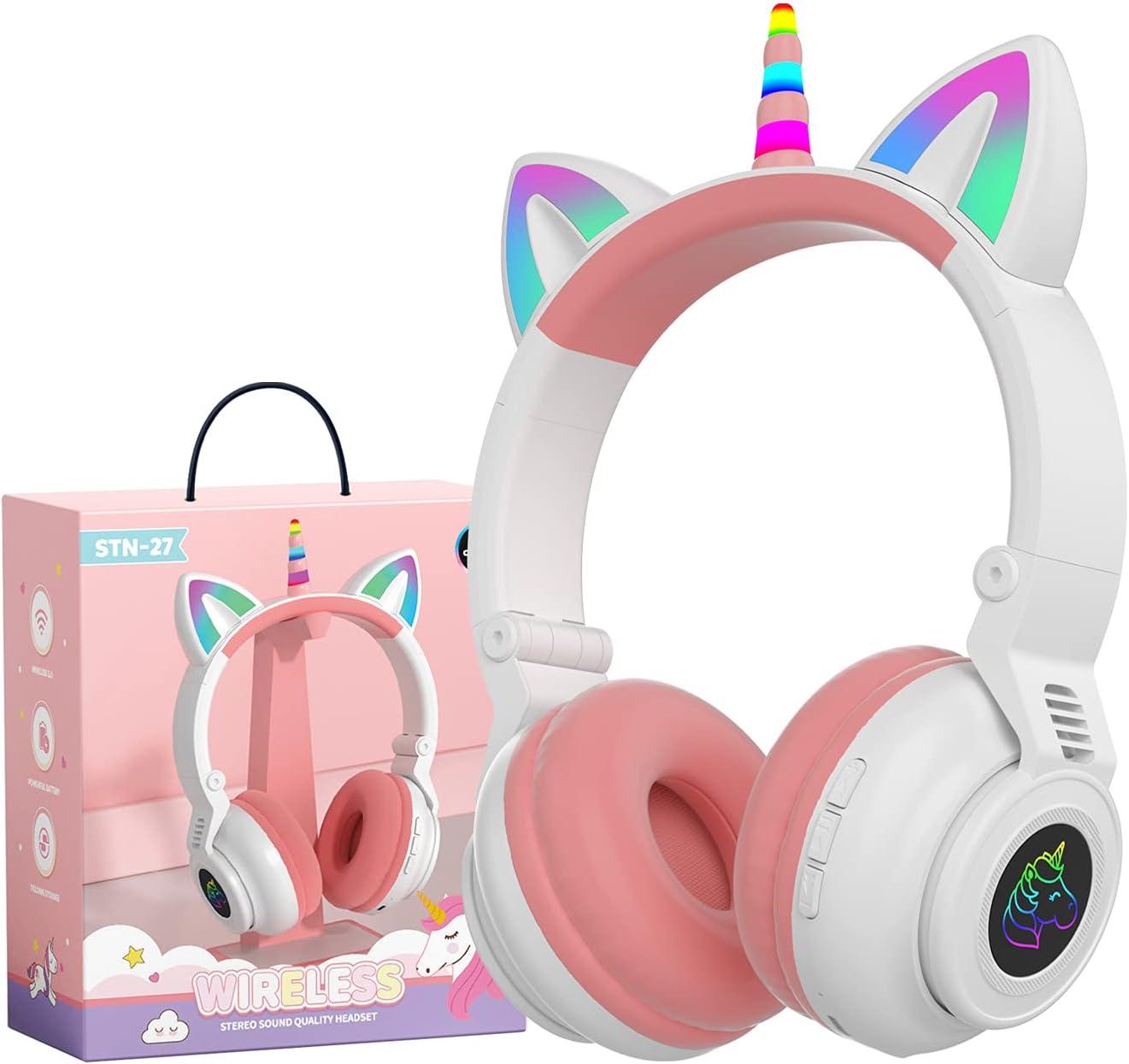 YUSONIC Light-Up Unicorn Kids Headphones