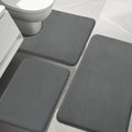 Bathroom Rug Set 3 Piece Memory Foam Bath Mat Set - Soft Dark Grey