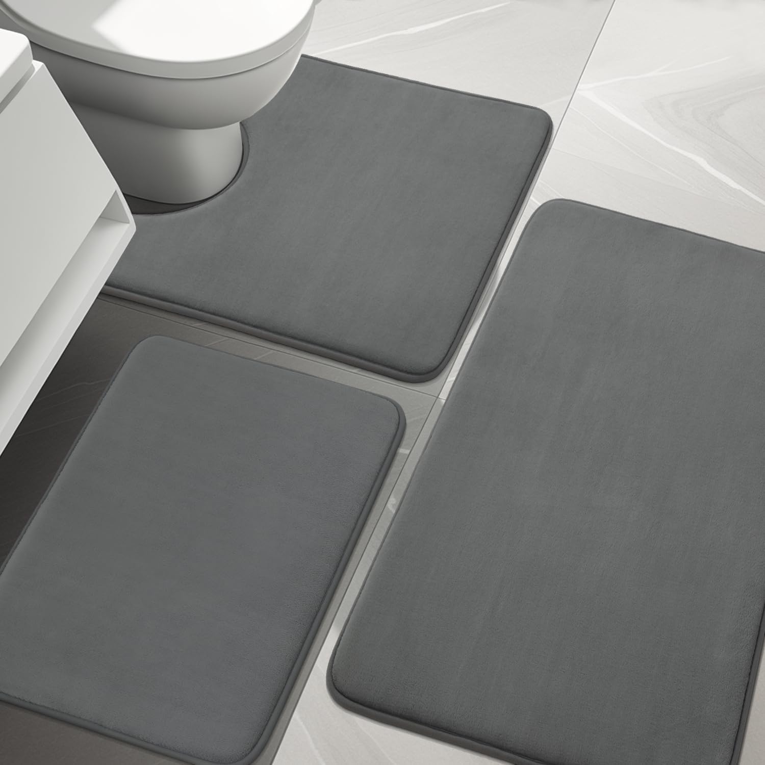 YIHOUSE Bathroom Rug Sets 3 Piece Soft Non Slip Memory Foam