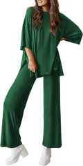 Two Piece Summer Lounge Set for Women - Comfortable Travel Outfit Top