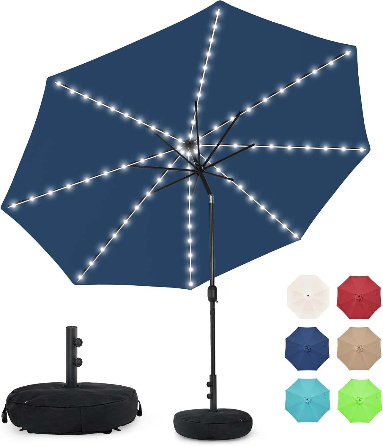 Sundale Outdoor Solar 80 LED 9 ft Patio Umbrella with Base