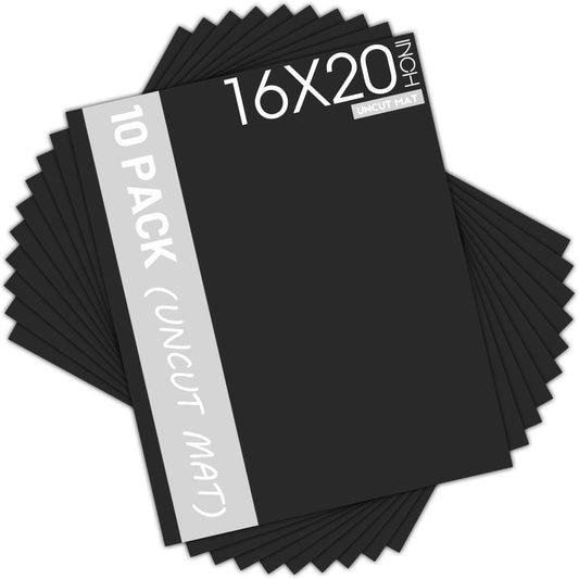 Black Uncut Mat Boards 16x20 for Crafts and Framing Projects