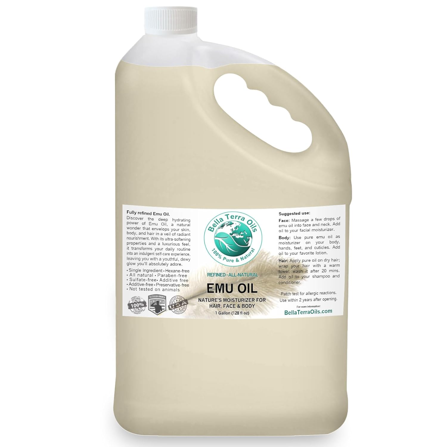 Pure Emu Oil for Enhanced Skin Hydration and Smoothness 1 Gallon