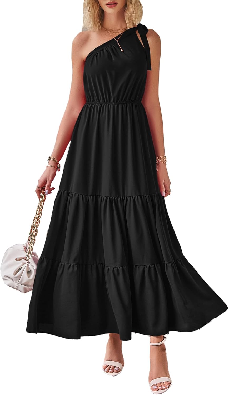Ditsy Floral One Shoulder Maxi Dress for Summer Weddings