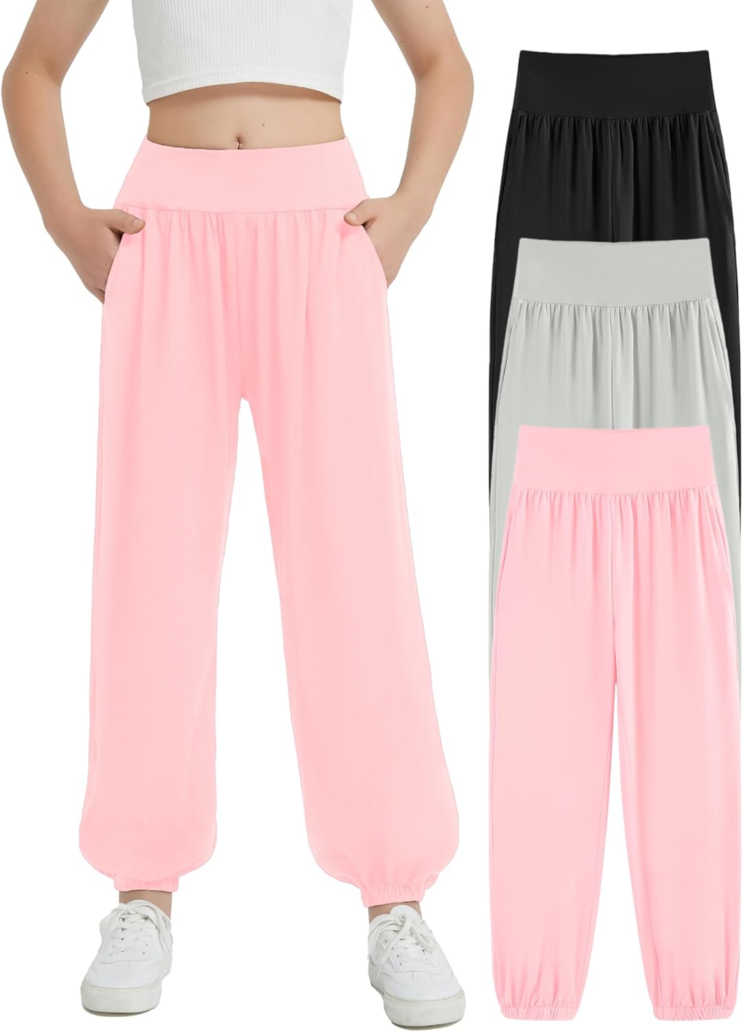 EXARUS Girls Wide Leg Pants for Comfort and Style 6-14Y
