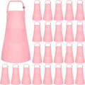 Adjustable Kids Apron 24 Pack with 2 Pockets - Durable, Colorful Set