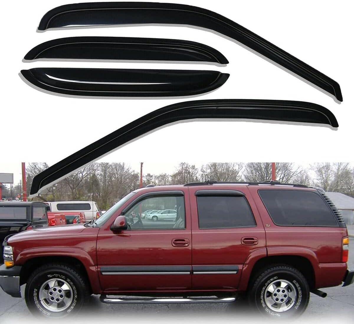 Tape-On Window Visors for 2000-2006 Chevy Tahoe - Smoke Shade