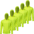 Mens Active Athletic Long Sleeve Hooded T-Shirts 5 Pack - Quick Dry is