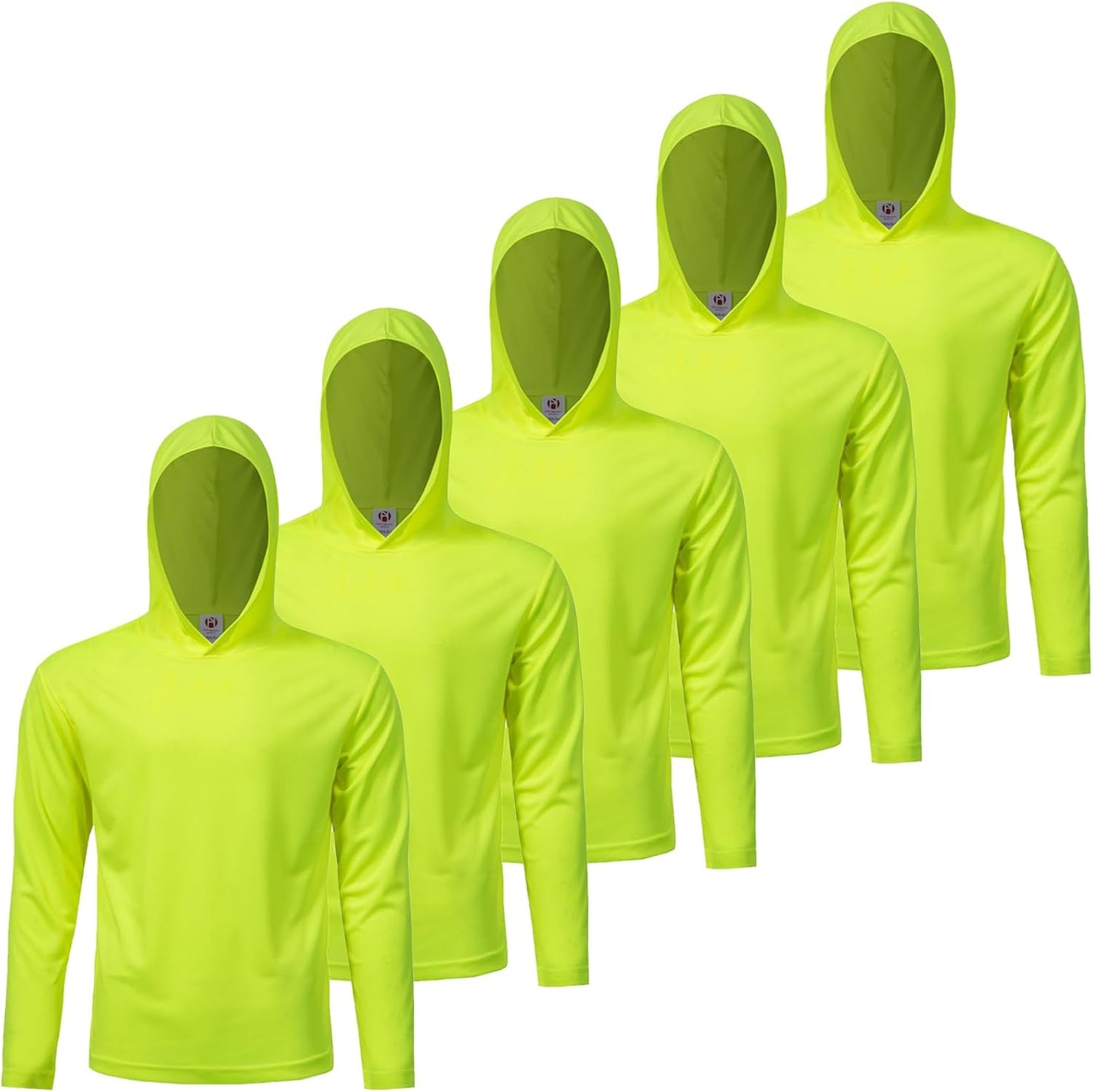 Mens Active Athletic Long Sleeve Hooded T-Shirts Set 5 Pack