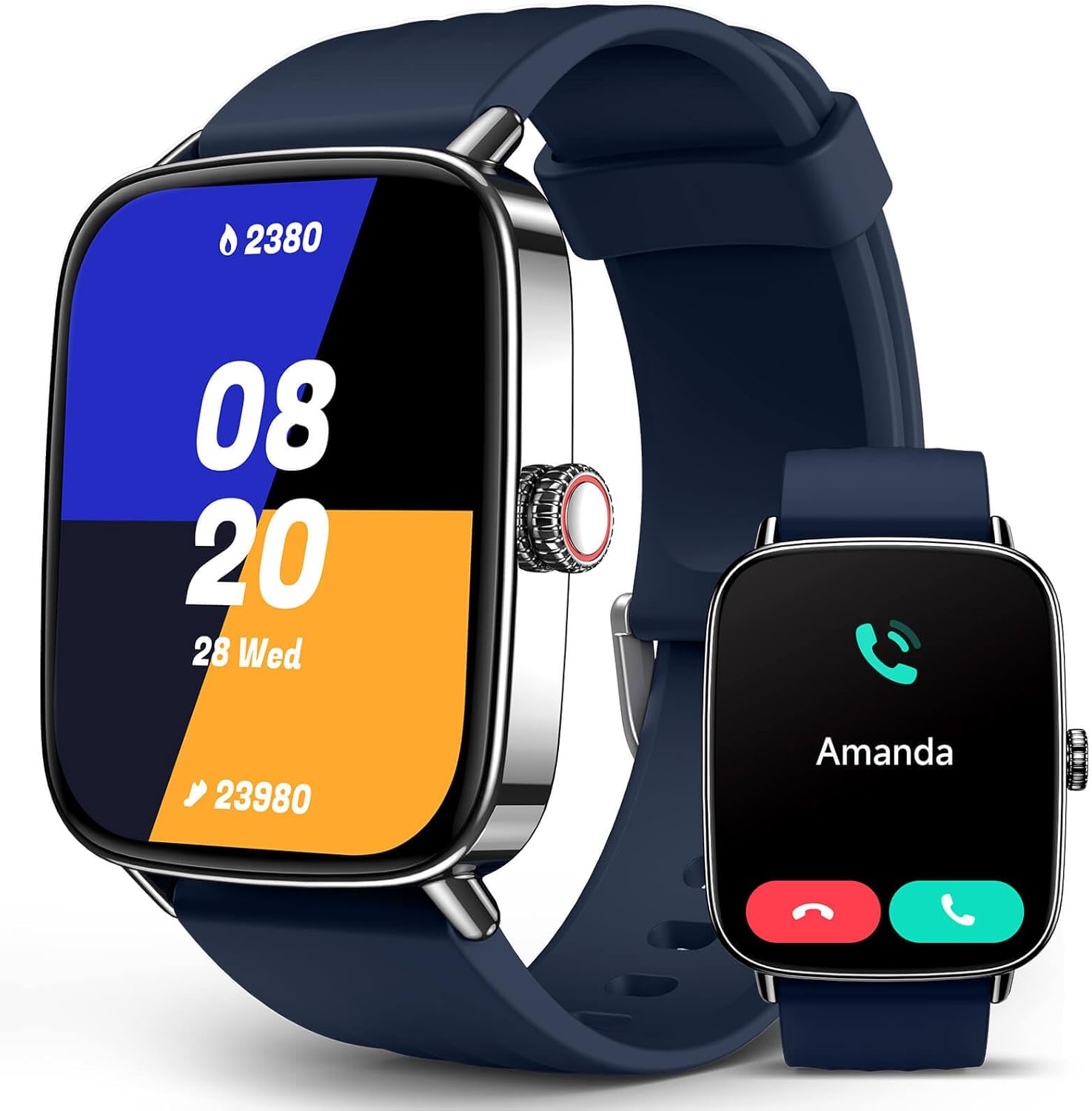 SOUYIE 2025 Smartwatch: AI Voice, Heart Rate Monitor, 100+ Fitness Tracker. IP68 Waterproof Blue
