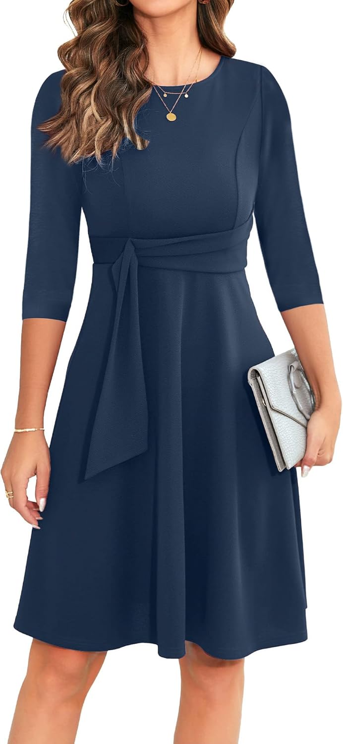 Elegant Ruffle Sleeve Flared A Line Swing Dress for Women