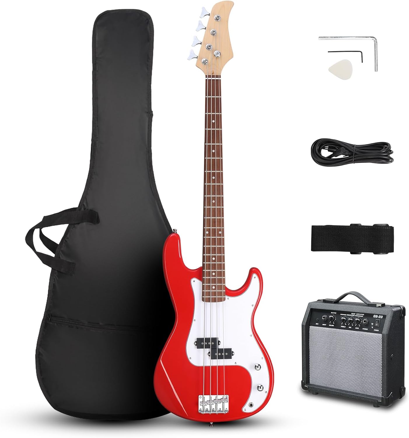 Ktaxon Full Size Bass Guitar Kit with 20W Amp and Accessories