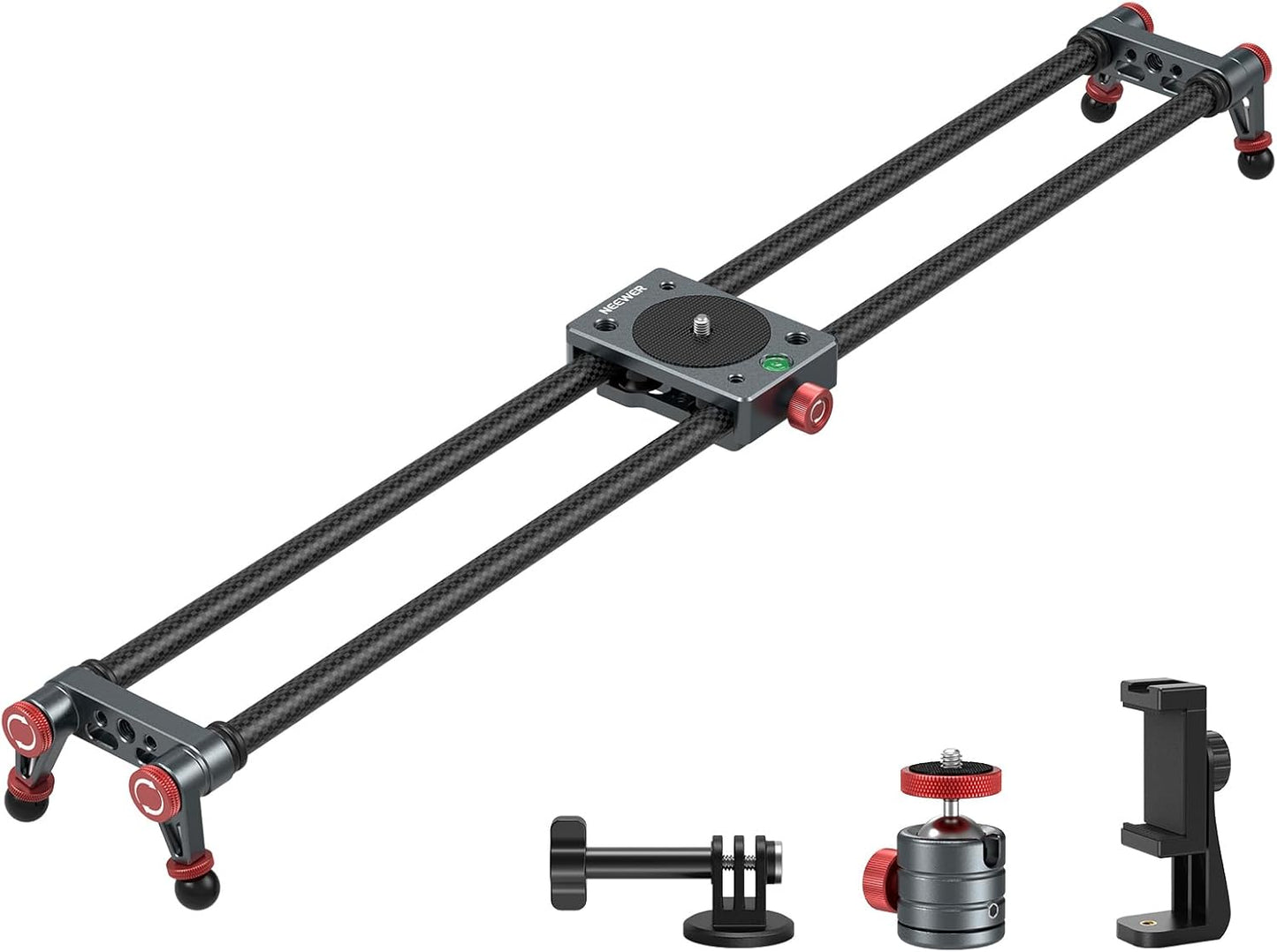 NEEWER 24in Carbon Fiber Camera Slider with Adjustable Legs