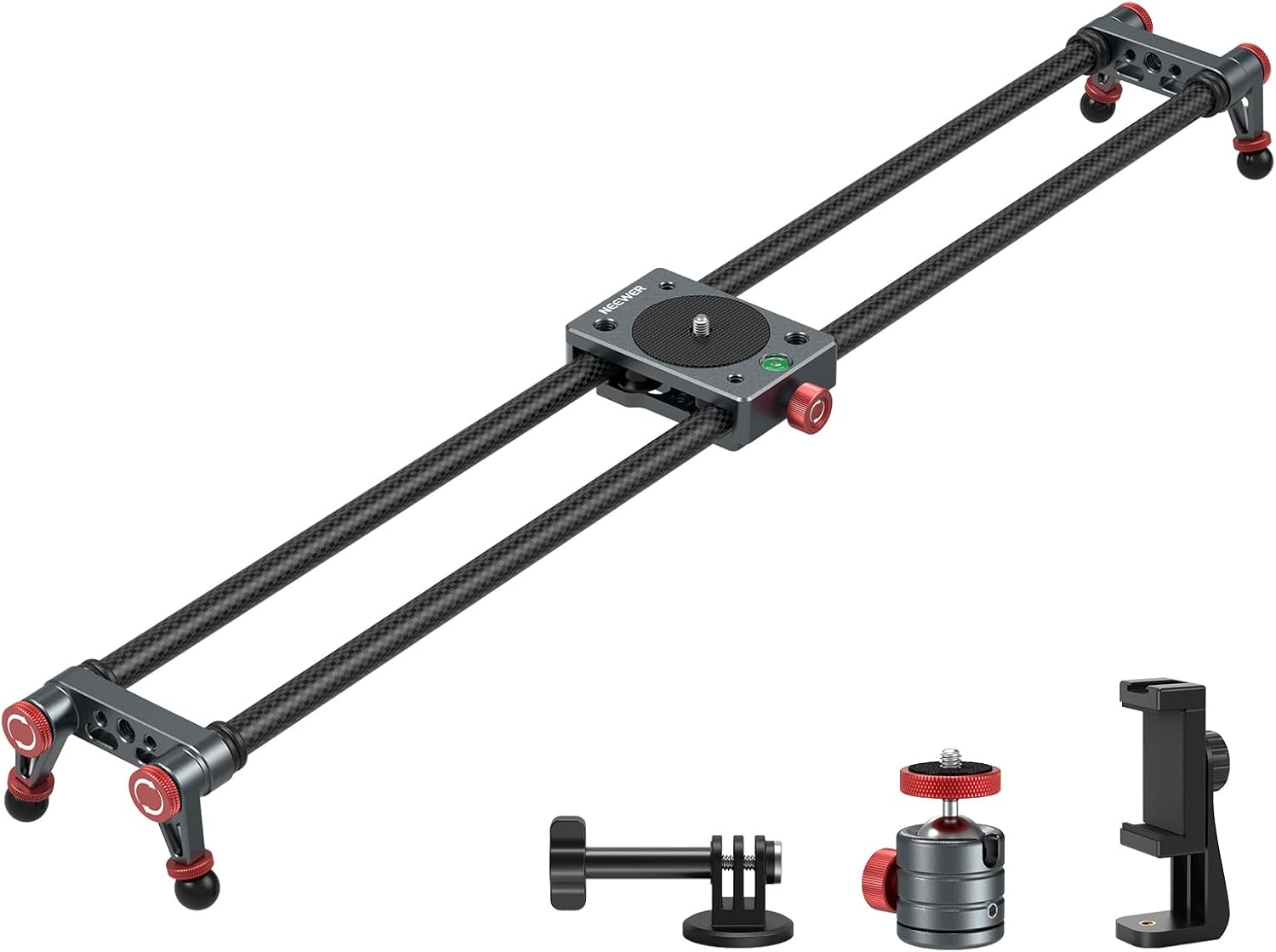 NEEWER 24in Carbon Fiber Camera Slider with Adjustable Legs