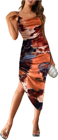 Chic Women's Tie Dye Cami Dress with Elegant Cowl Neck Design