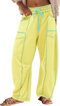 Barrel Wide Leg Sweatpants for Women - Casual Drawstring Lounge Pants