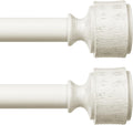 Antique White Curtain Rod 48 to 84 in - Heavy Duty Rustic Rod