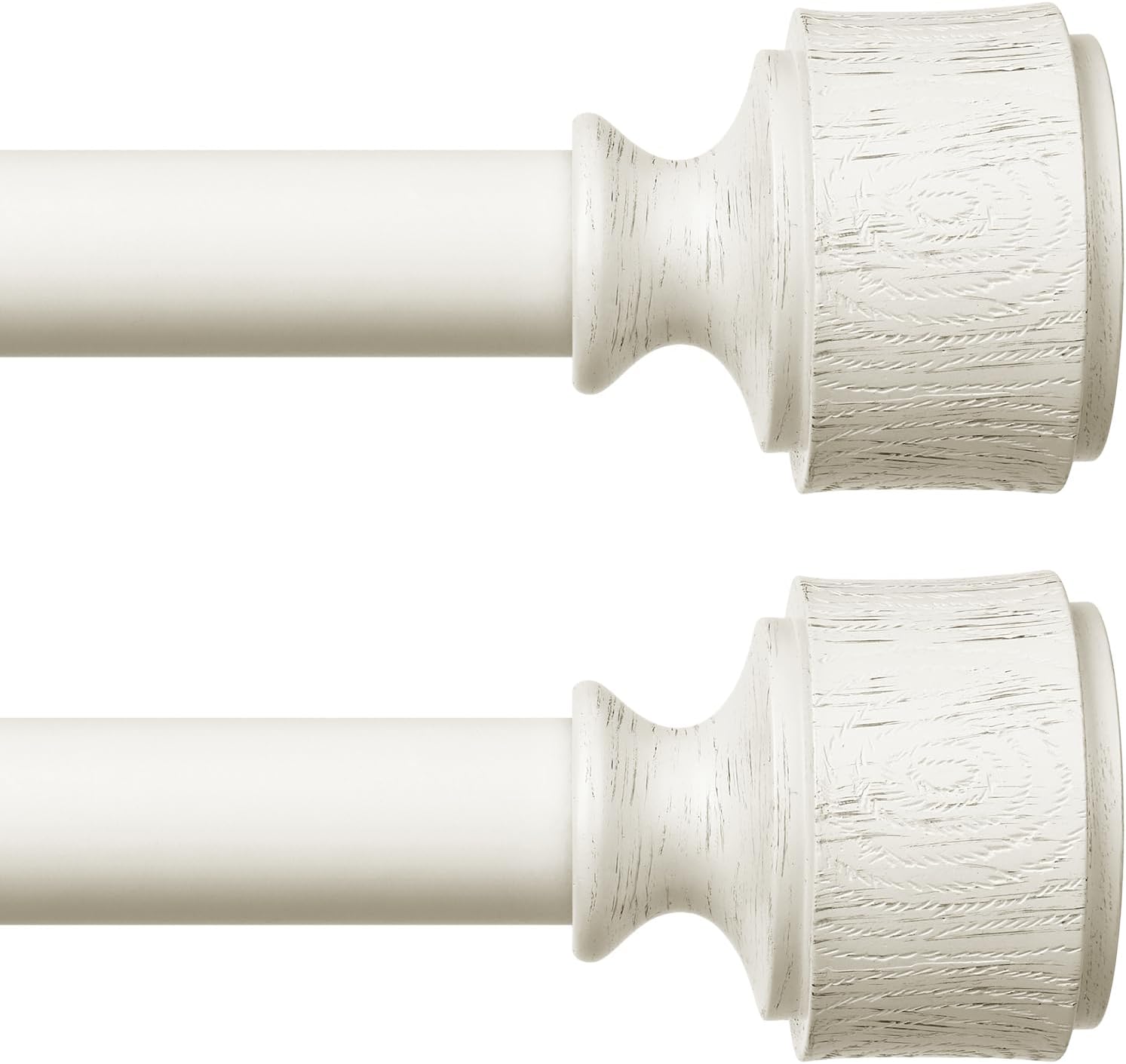 Antique White Curtain Rods for Windows 48 to 84 Inch Adjustable