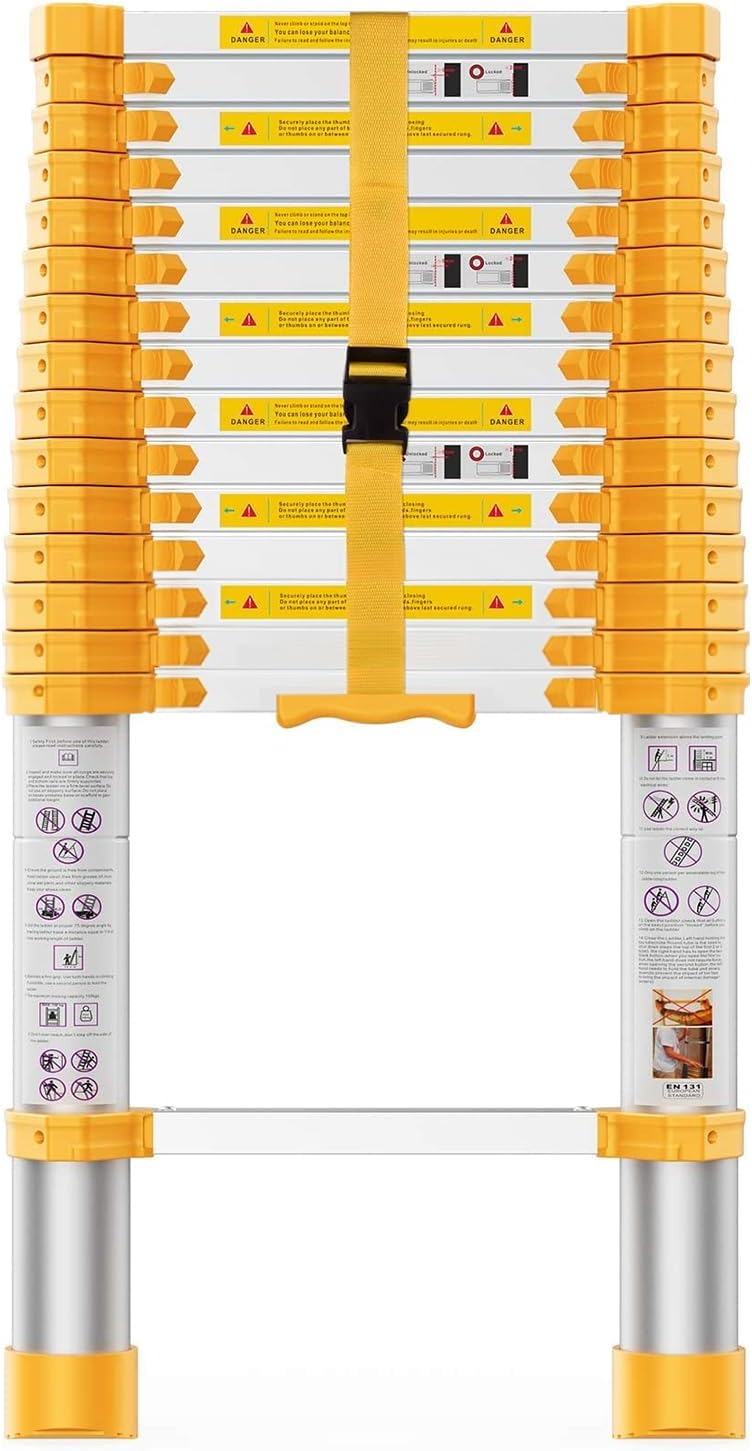 Telescoping Ladder 15.5FT Heavy Duty Aluminum Collapsible Ladder