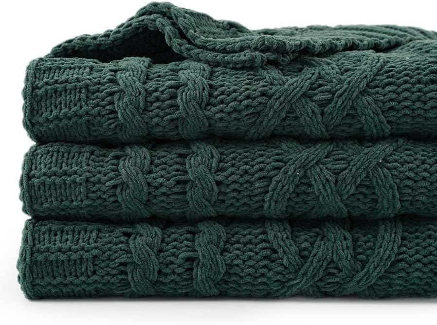 Battilo Christmas Dark Green Throw Blanket for Cozy Living Room