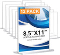 12 Pack Acrylic Sign Holder 8.5 x 11 - Clear T-Stand Display