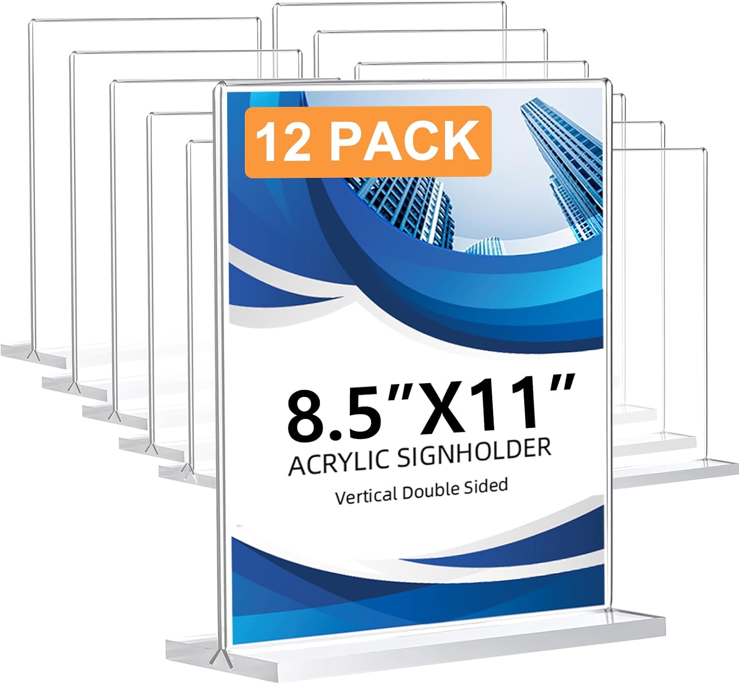 12 Pack Acrylic Sign Holder 8.5 x 11 for Versatile Displays