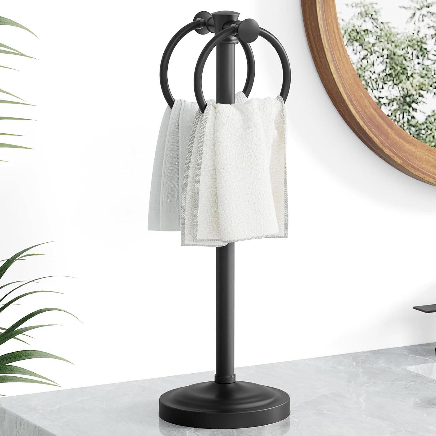 Hoimpro 17in Matte Black Stainless Steel Towel Rack for Bathroom
