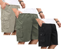 Men's Casual Twill Cargo Shorts Zip Fly Cotton Elastic Waist Clothing