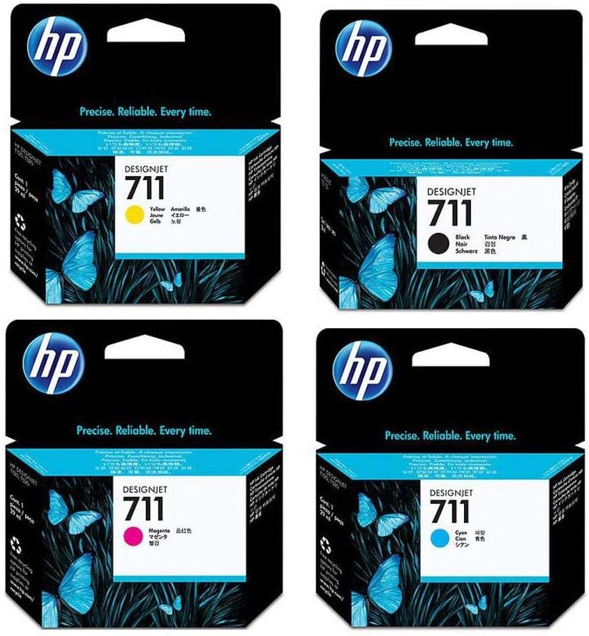 HP 711 Ink Bundle - High-Quality Black, Cyan, Magenta & Yellow