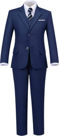 Toddler Boys Navy Suit Set - 5-Piece Slim Fit Formal Wear