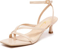 Athlefit Women's Strappy Kitten Heels Square Toe Ankle Strap Heeled