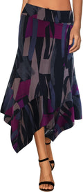 Women's Handkerchief Hem Midi Skirt - Flowy Flared Comfort