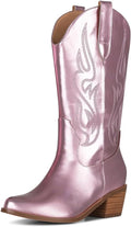 Cowgirl Boots for Women Retro Pointed Toe Mid Calf - Sparkly Style