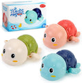 SEPHIX Bath Turtle Toys 3-Pack for Toddlers - Wind-Up Swimming Fun