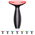 7 Color Neck Face Massager Black - Vibrating Galvanic Facial Tool