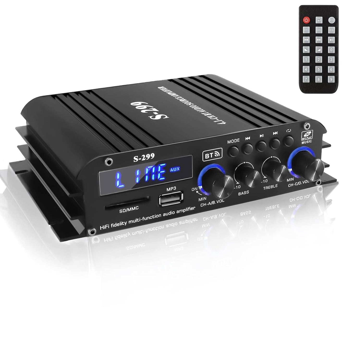 4.1 Channel Bluetooth Mini Audio Amplifier Receiver for Home